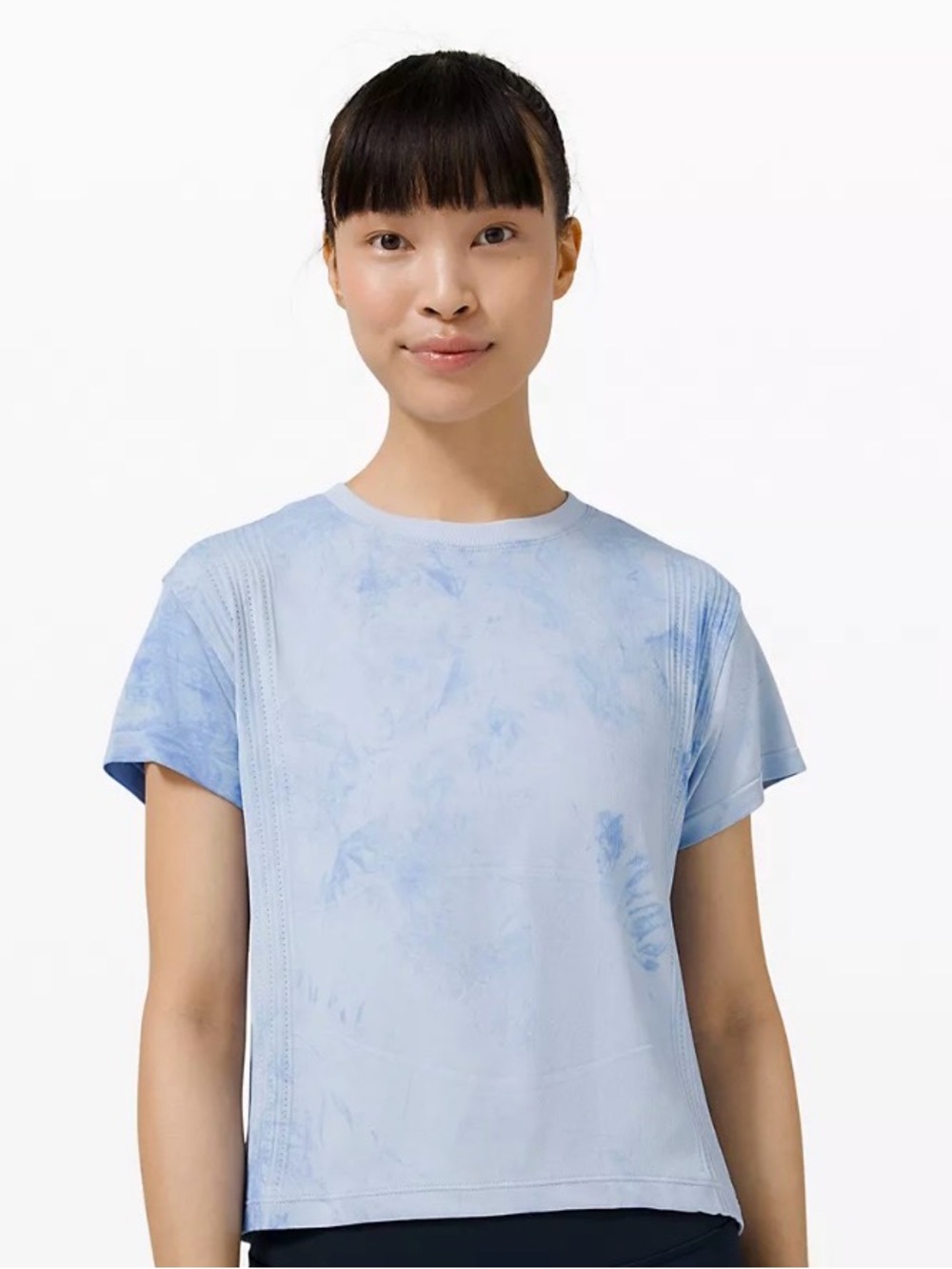 🍋 Lululemon Train to Be Short Sleeve | Blue Linen/Chalk Wash Water Drop | XS